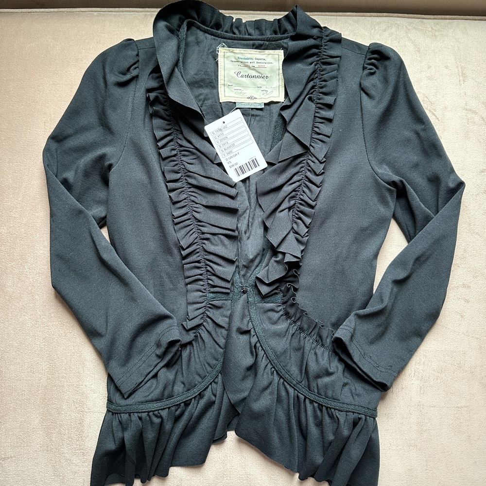 NWT Anthropologie Cartonnier Black Lightweight Jacket Size XS
